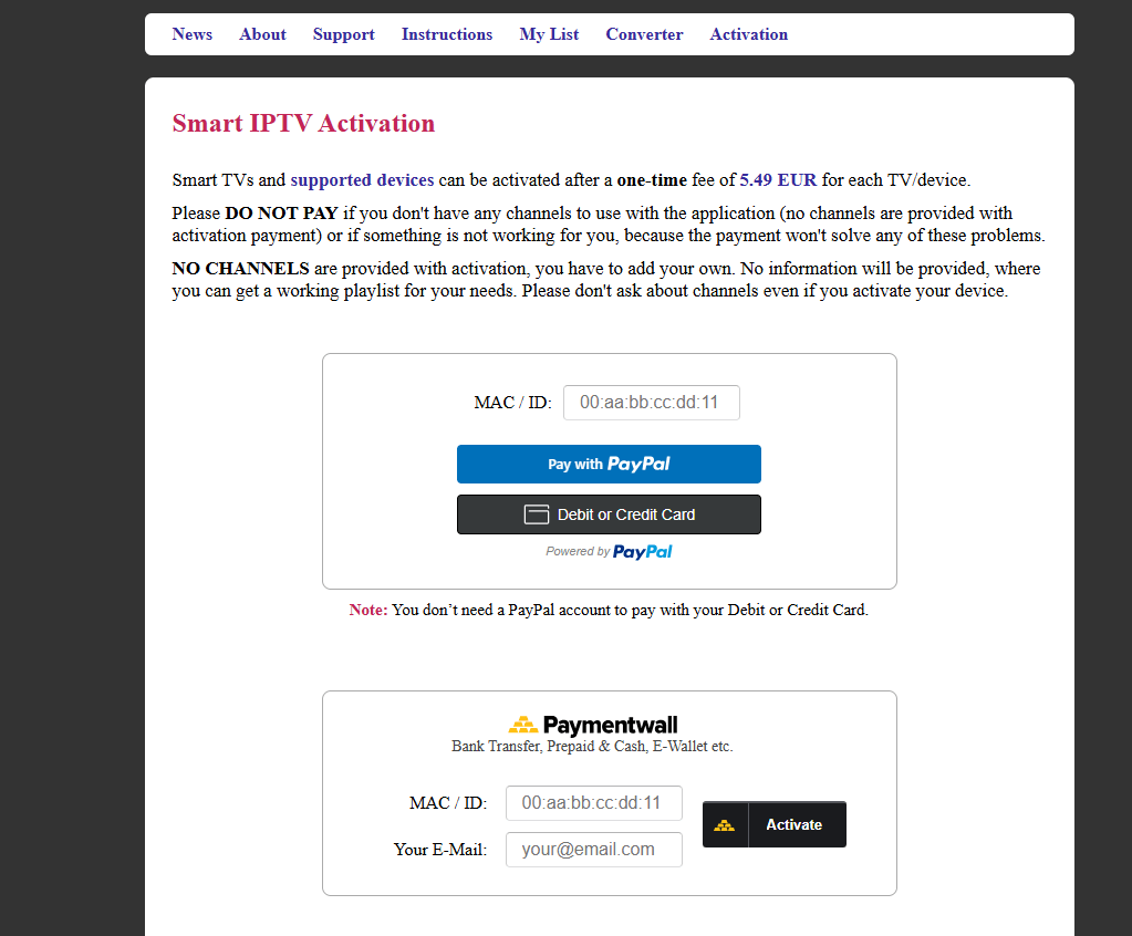 Smart IPTV Player Activation