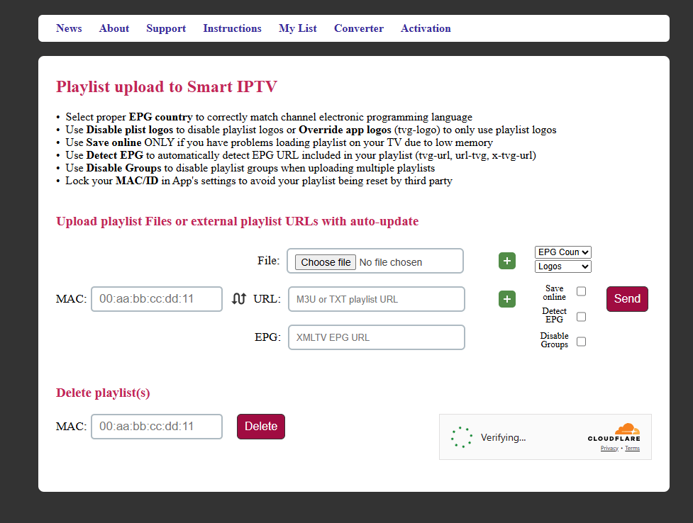 Enter the M3U URL