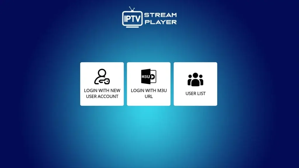 Choose the login option on IPTV Stream Player