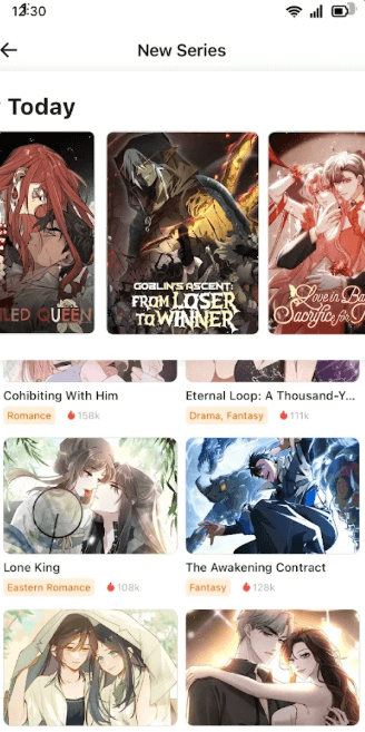 WebComics Home Screen